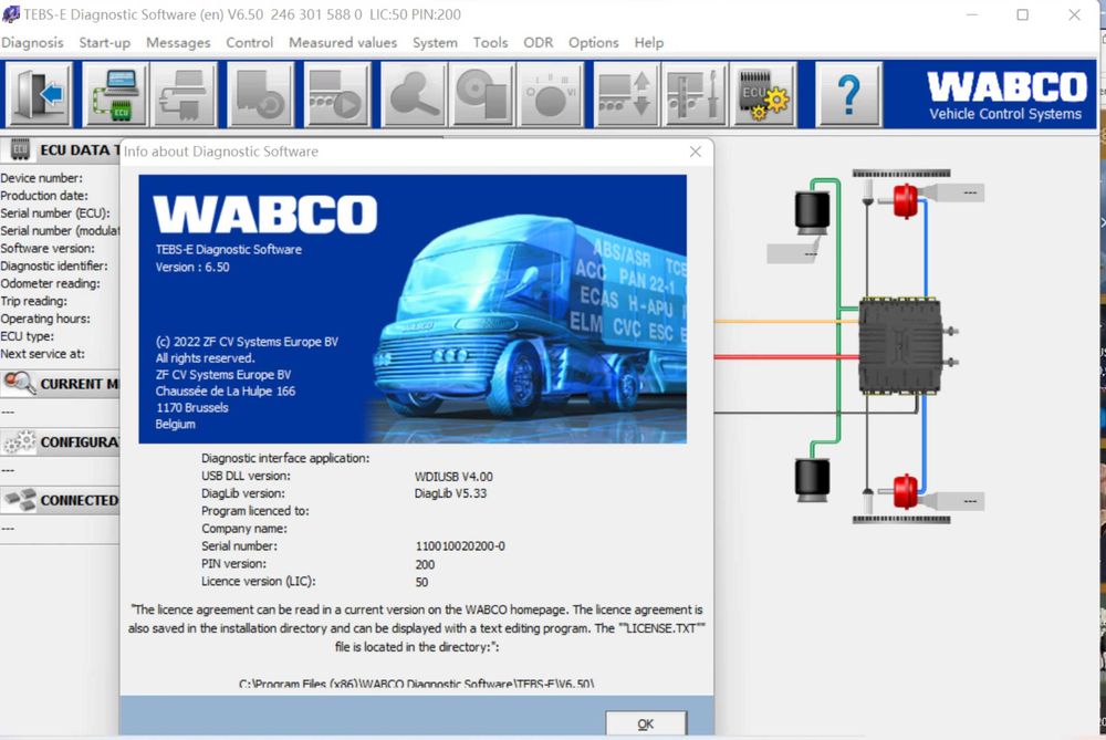 Interfejs Diagnostyczny Naczepy Knorr Bremse Wabco + LAPTOP