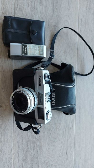 Aparat analogowy Canon Canonet 28 + lampa Canolite D + oryginalne futerały