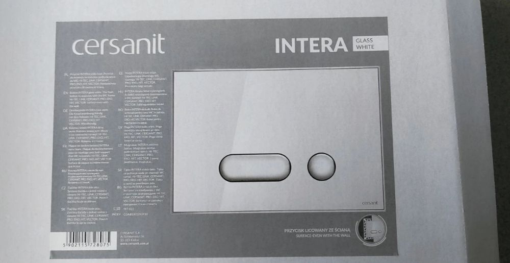 Przycisk do WC INTERA szkło białe Cersanit nowe