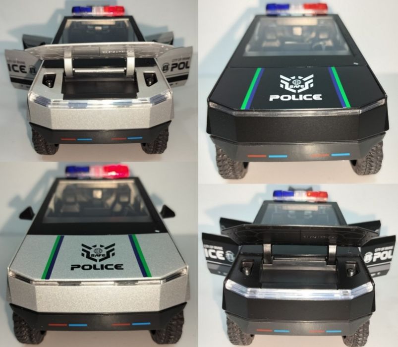 Tesla Cybertruck Полиция модель 1:24 XHD Метал звук Свет