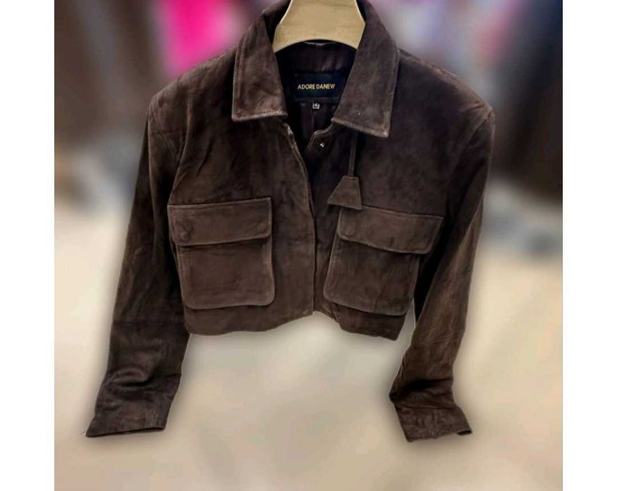 Kurtka stylowa skórzana ramoneska zamsz naturalny