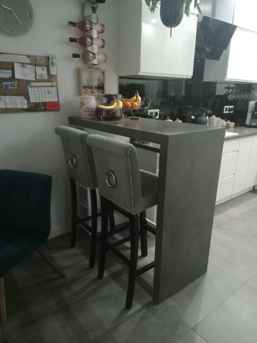 2 szt hoker z kołatką Glamour Velvet welurowe szare