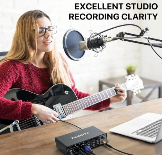 Yumin 1 Placa de Som para Estúdio de Gravação USB Interface de Áudio Profissional Equipamento de Som 48V Phantom para Gravação