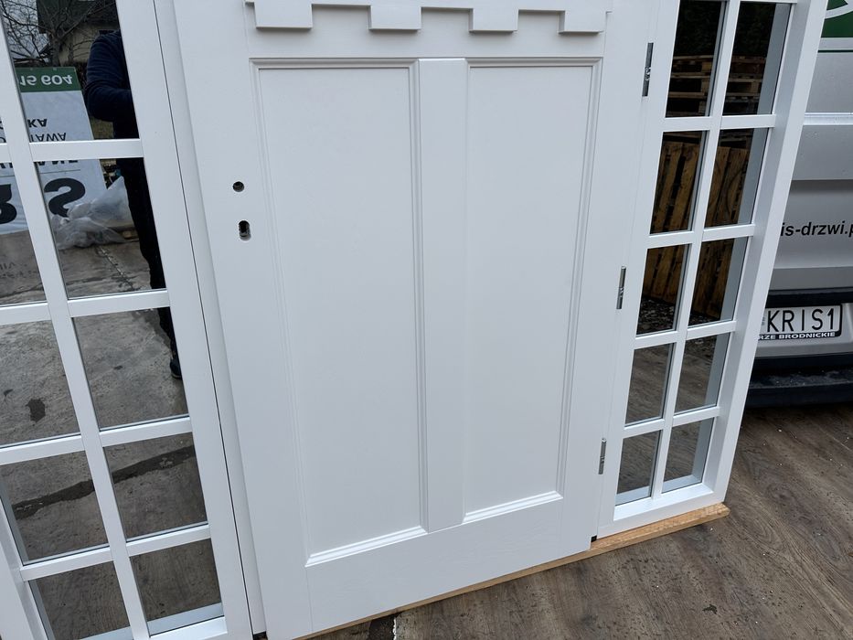 Drzwi zewnętrzne drewniane z doświetlami Cała Polska Amerykański Styl