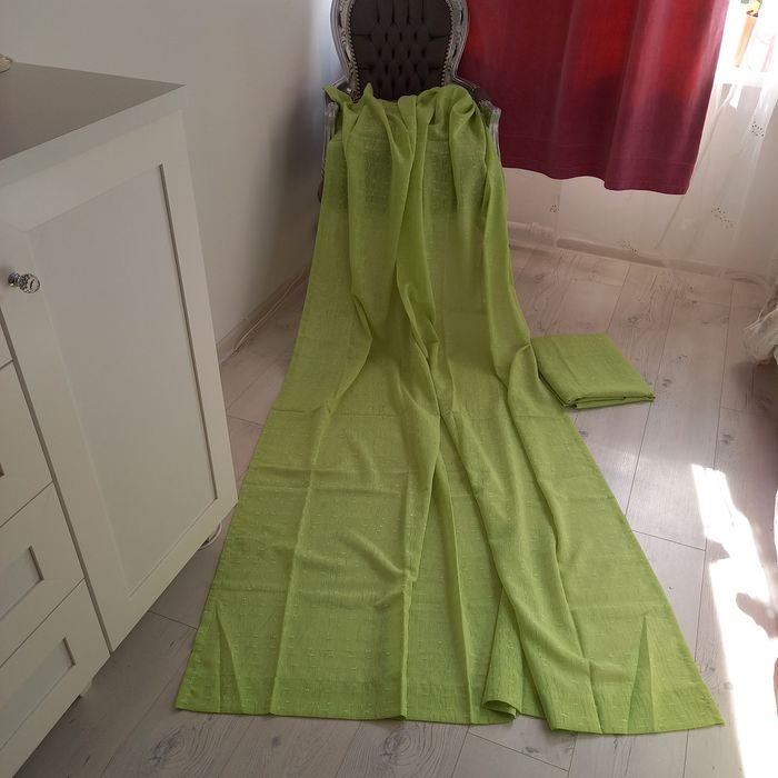 Piękne długie firany Princess jasnozielone firanki limonkowe miętowe