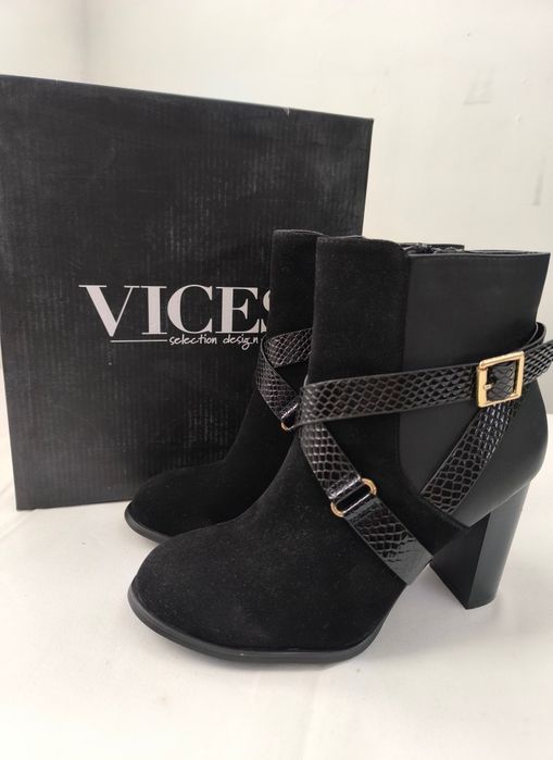 Botki czarne eleganckie marki Vices rozmiar 38