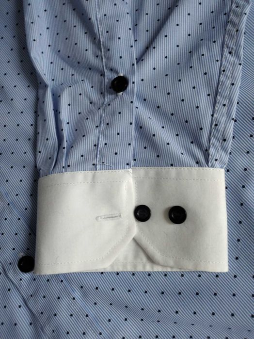 Elagancka błękitna koszula męska R44 (176-182cm) niebieska