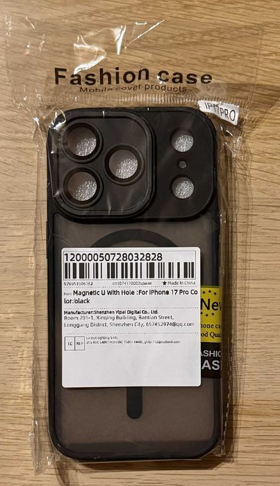 Etui iPhone 17 Pro MagSafe z osłoną aparatu półprzezroczyste czarne
