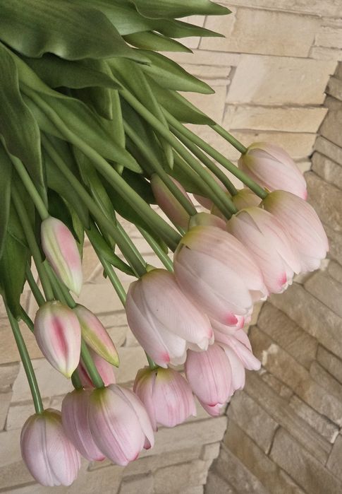 Tulipany bukiety 5szt pastelowy róż silikonowe