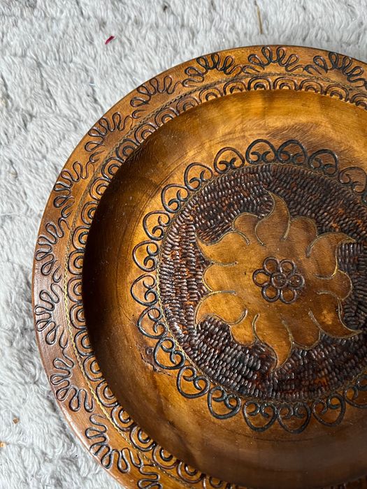 PRL Cepelia Drewniany Talerzyk Góralski