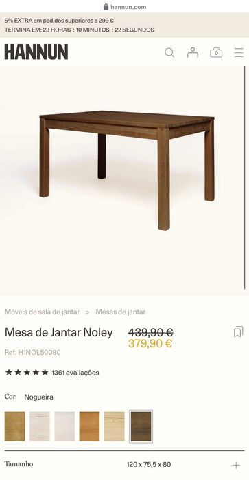 Mesa da marca HANNUN extensível até 170x70
