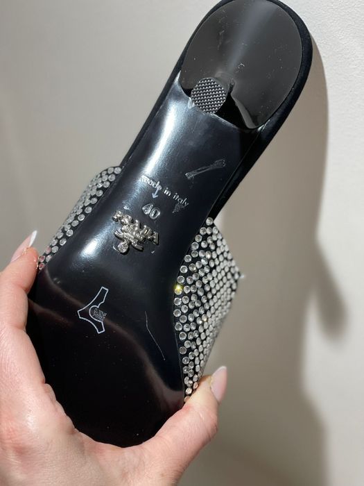 Prada Swarovski cristal mules klapki PRADA kryształki r.40