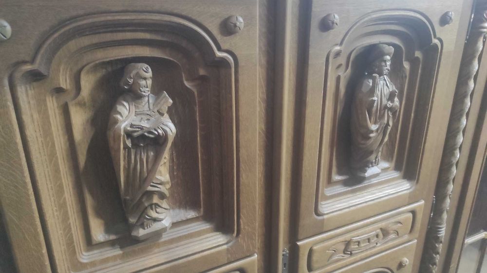 Witryna kredens dębowy biblioteka rzeźby figuralne meble do kancelari!!