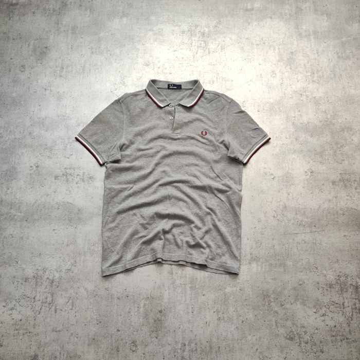 MĘSKA Koszulka PREMIUM szara Haft Logo Fred Perry Bawełna Elegancka