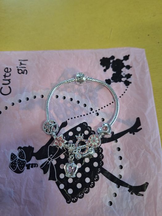 Pulseira Pandora 6 pingentes rosa