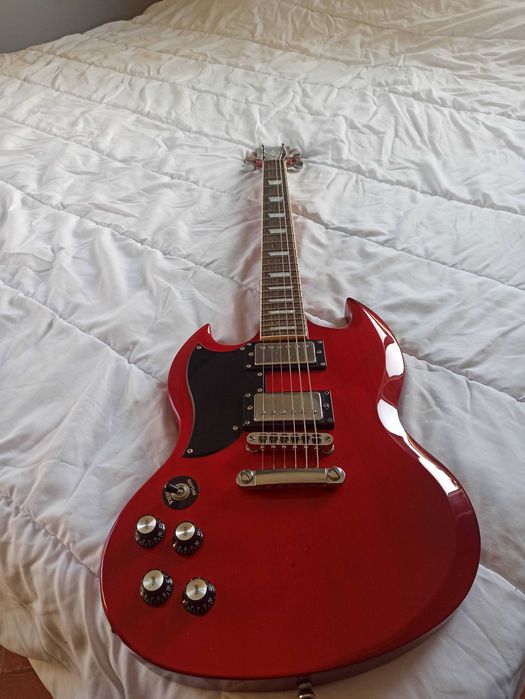 Guitarra Esquerdina Harley Benton DC-580LH + Amp NUX Mighty Air