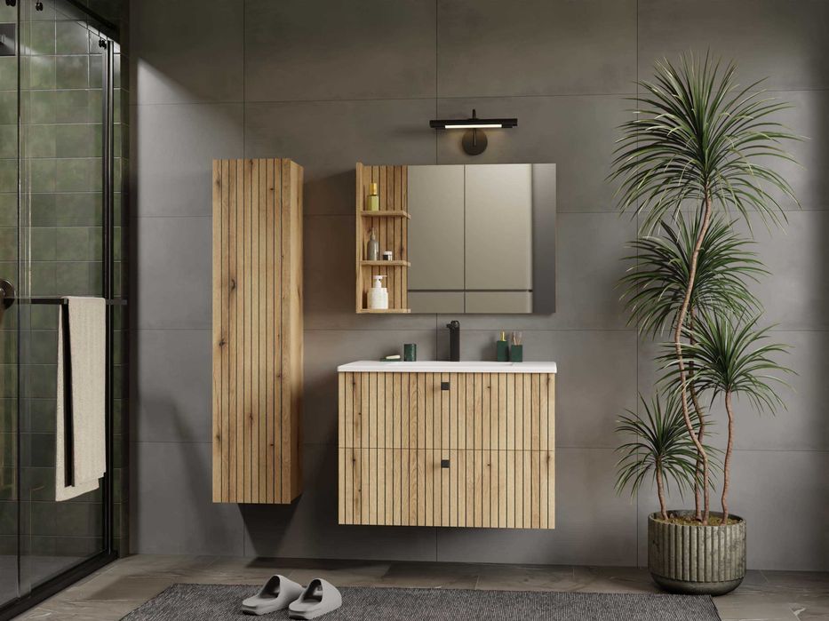 SZAFKA Pod Umywalkę TIGO 80 2S Ryflowany Front 80x57 Cm DĄB EVOKE