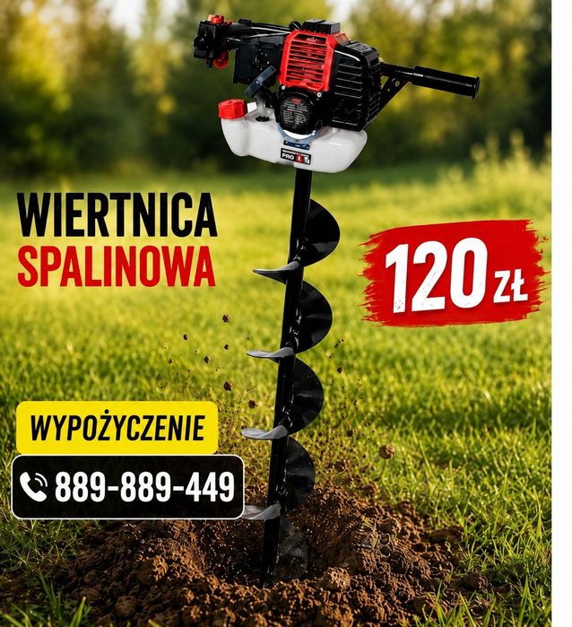 Świder wiertnica dołki słupki ogrodzenie budowa drzewa krzewy wynajem