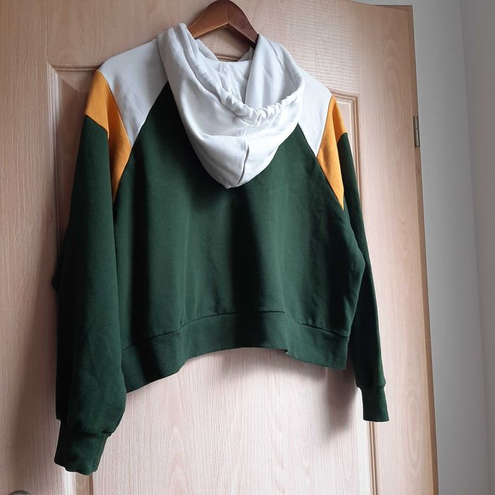 Bluza z kapturem biało-żółto-zielona