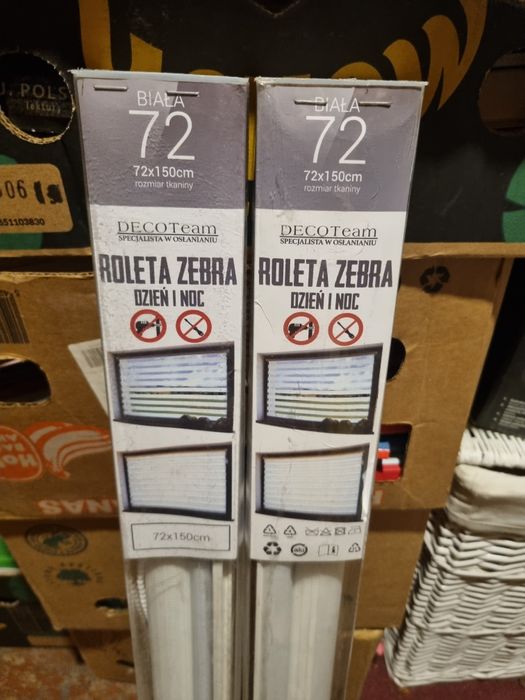 Rolety 2 sztuki biala dzien noc zebra 72x150