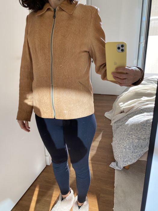 Casaco de pele castanho