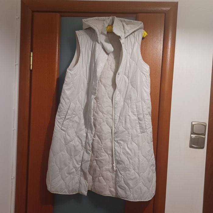 Bezrękawnik DUNNES długi z kapturem i kieszeniam jak nowyi S/ M