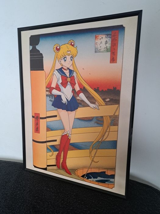 Plakat w ramce Sailor Moon Ukiyo-e japoński drzeworyt manga anime