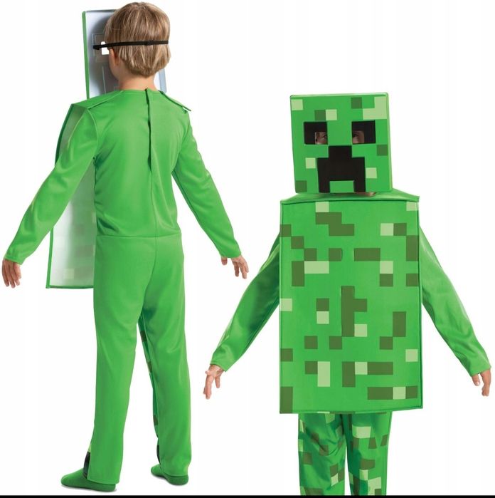 Strój przebranie CREEPER MINECRAFT i łuk 7-8 lat