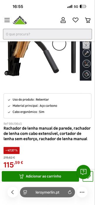Rachador Lenha Manual Novo - de parede