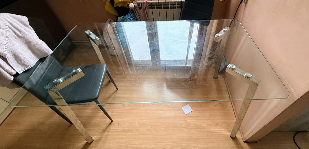 Stolik szklany 140x80 + 6 krzeseł