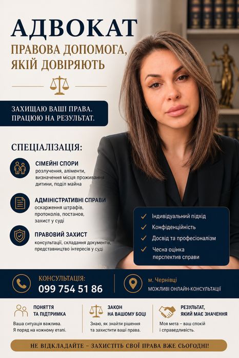 Адвокат | Консультації, документи, представництво в суді. Індивідуальний підхід