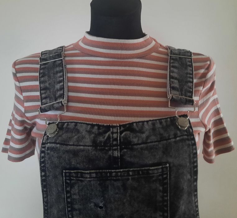 Sukienka ogrodniczka jeans Cropp szara,grafit