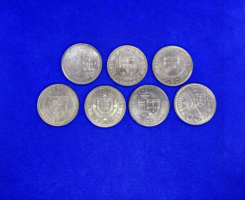 Lote de 7 moedas comemorativas 100 Escudos cobre/níquel