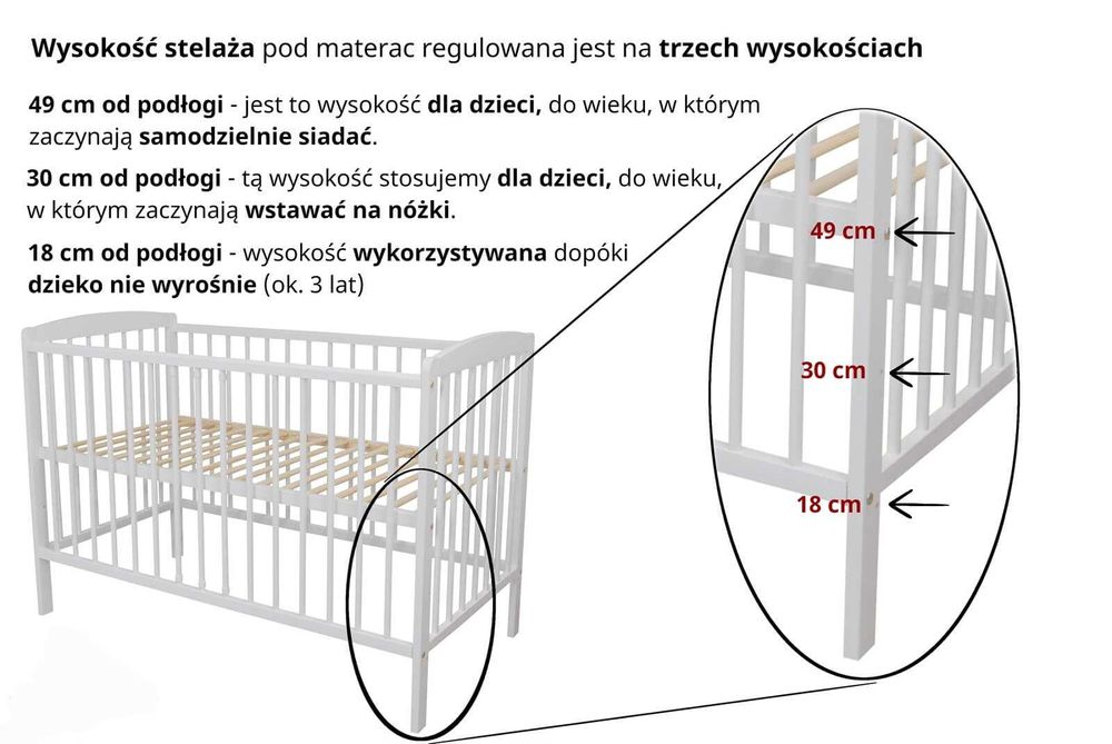Łóżeczko 120x60 MOŻLIWOŚĆ DOSTAWKI! z materacem BABYSENSE AIR +gratisy