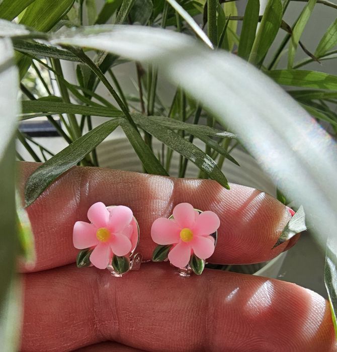 Klipsy dla dziewczynki kwiatuszki handmade