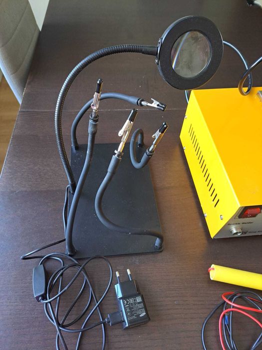Máquina profissional de solda para Joias+pedal e lupa led com suportes e pinças - Sparkle Welder
