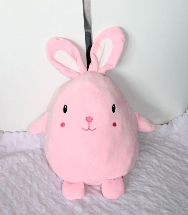królik króliczek różowy maskotka pluszak poduszka fisher