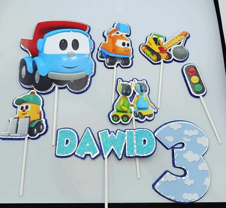 Dekoracyjne topperki na tort "Autka" "Dawid 3"