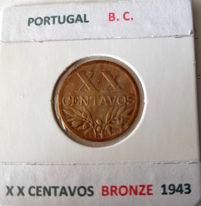 4 Moedas de XX Centavos da 2ª República Portuguesa ( Bronze )