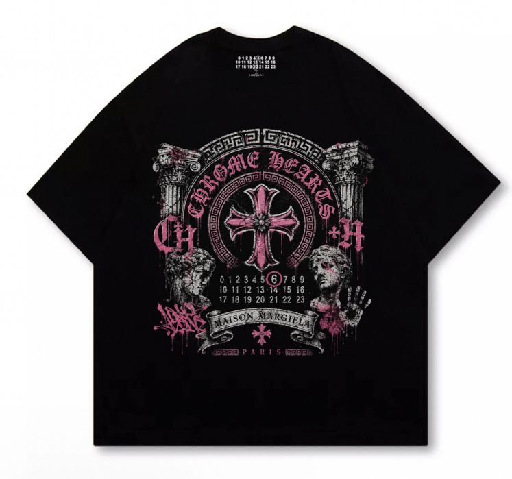 Новинка футболки Chrome Hearts x Maison Margiela paris logo унисекс коллаборация хром хартс и мейсон марджелы на лето шорты