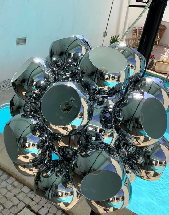 Candeeiro Suspensão Sputnik Cromado – 22 Luzes – Novo