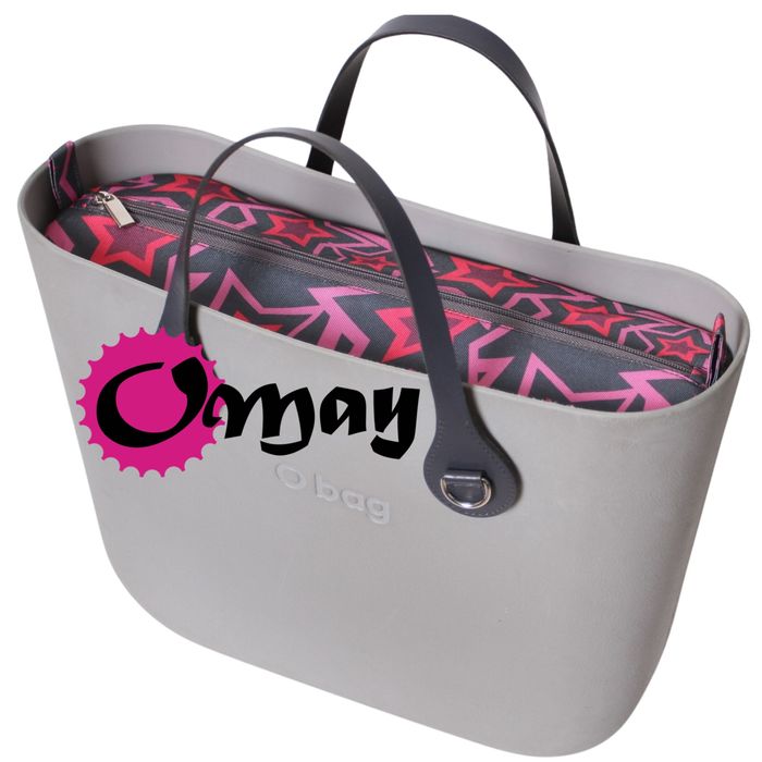 Grafitowy organizer do OBAG MINI gwiazdy różowe 2 kieszenie wkład OMAY