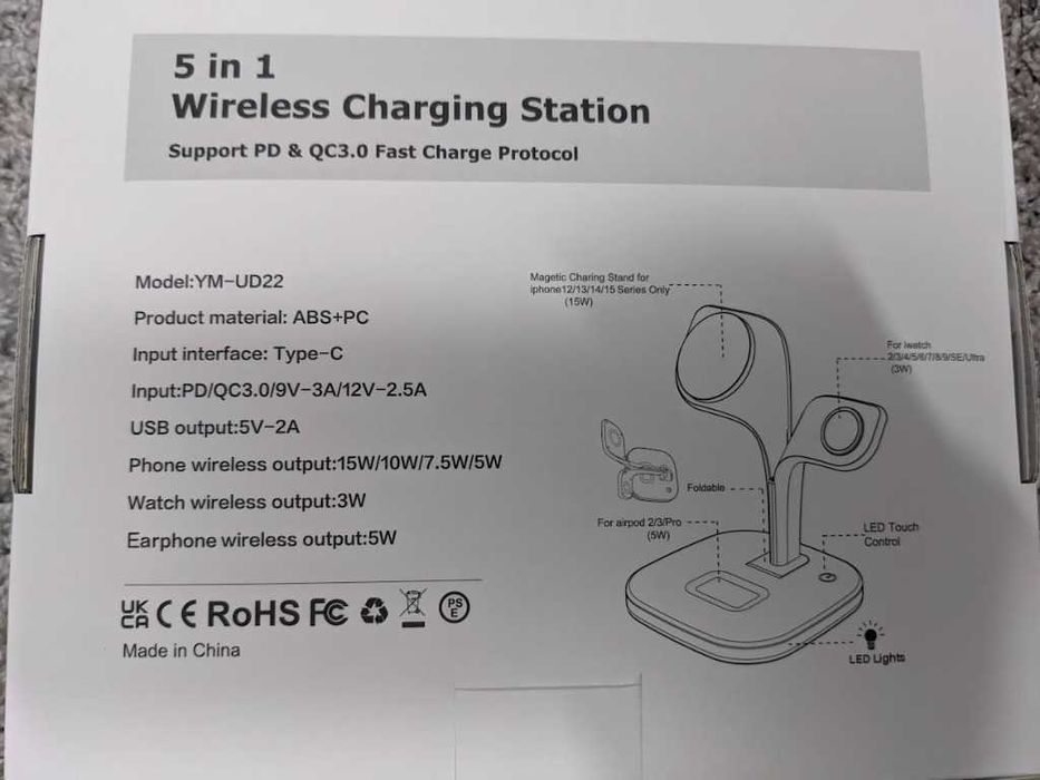 Stacja ładująca do Iphone iWatch iPod Pixel, lampka, magsafe, złącze usb