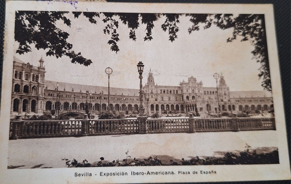 Postais espanhóis antigos anos 30 e 40 de Sevilha selados e circulados