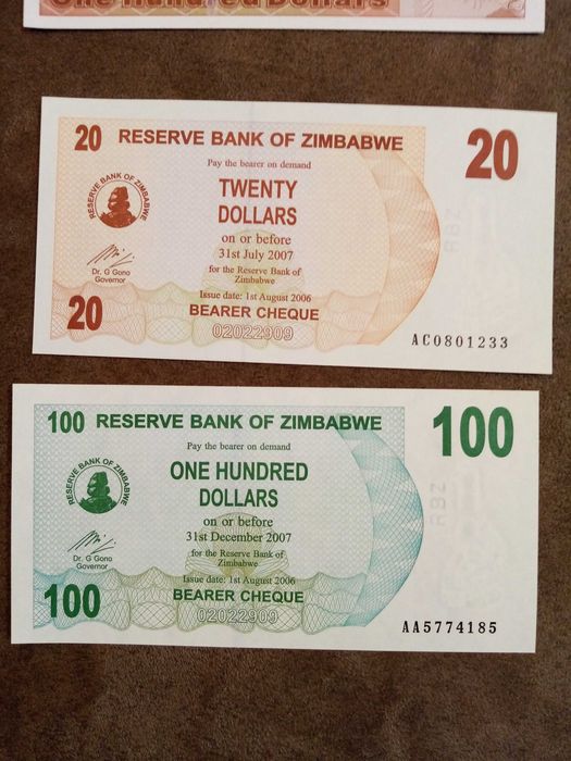 ZIMBABWE lote de 9 NOTAS - Novas Não CIRCULADAS em 3 Séries