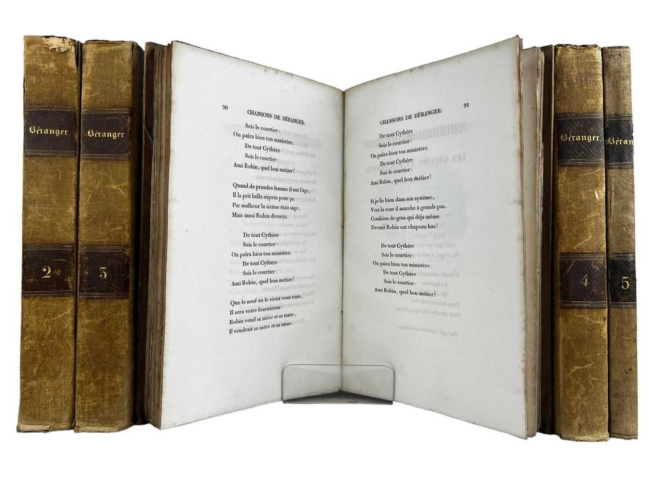 Obras completas de Pierre-Jean de Béranger, em 5 volumes. 1834