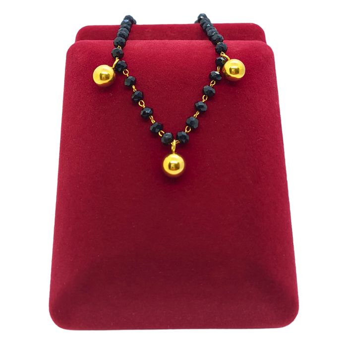 Bransoletka koraliki beads i kuleczki - Pozłacana stal chirurgiczna