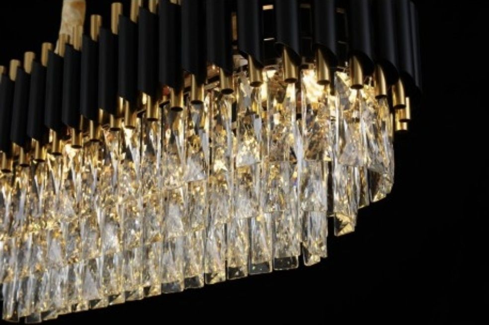 Lampa wisząca żyrandol kryształowy czarno-złoty