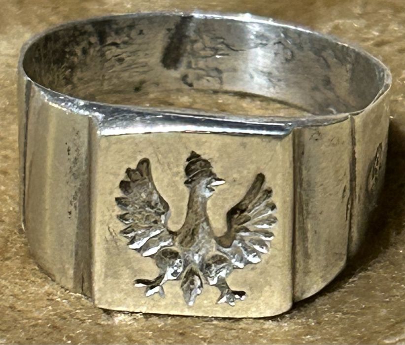 Sygnet pieczętny z Orłem w Koronie srebro 84 przełom XVIII - XIX wieku