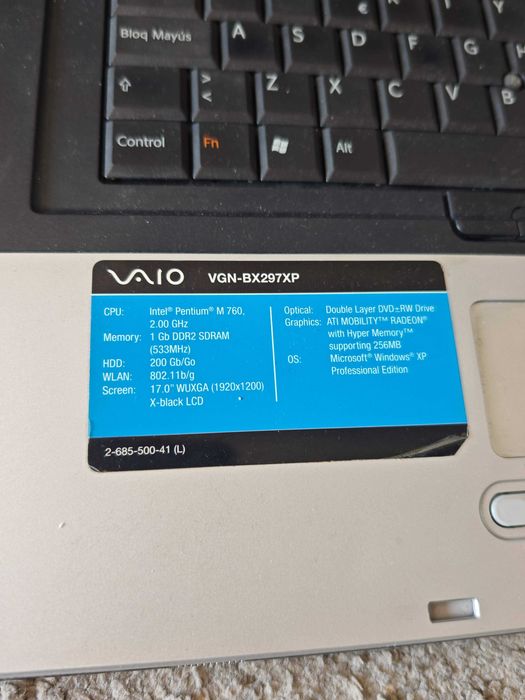 Sony Vaio VGN-BX297XP windows xp retro laptop